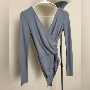 Topshop Striped blue bodysuit long sleeved